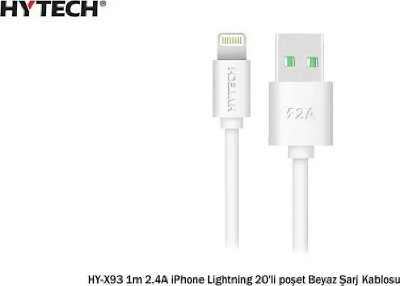 Hytech HY-X93 1m 2.a Lightning Beyaz Apple iPhone Uyumlu Şarj Kablosu 1 mt