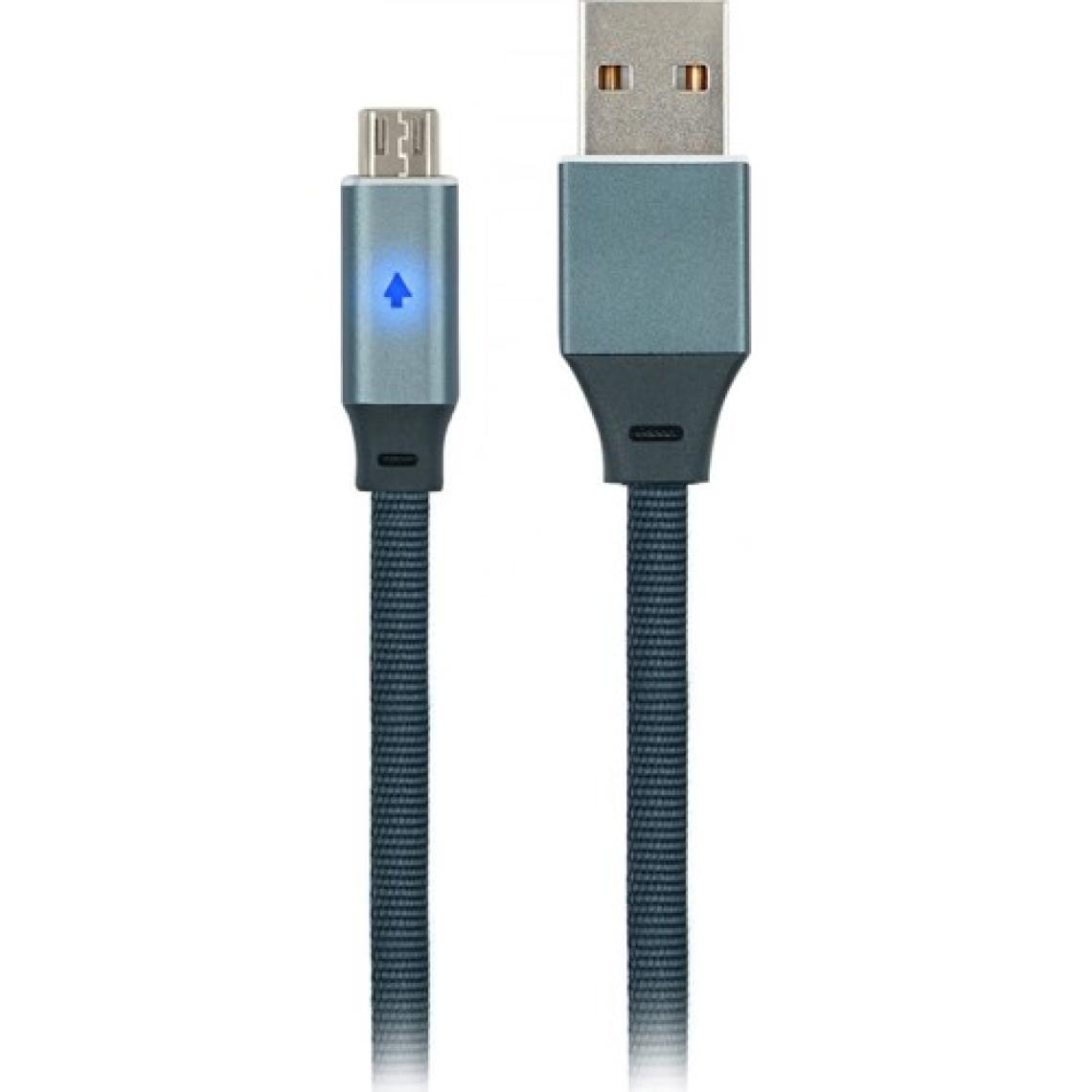 MF Product Jettpower 0019 Metal Başlıklı Örgülü 2.4A LED Göstergeli Micro USB Hızlı Şarj Kablosu 1.2 m Gri