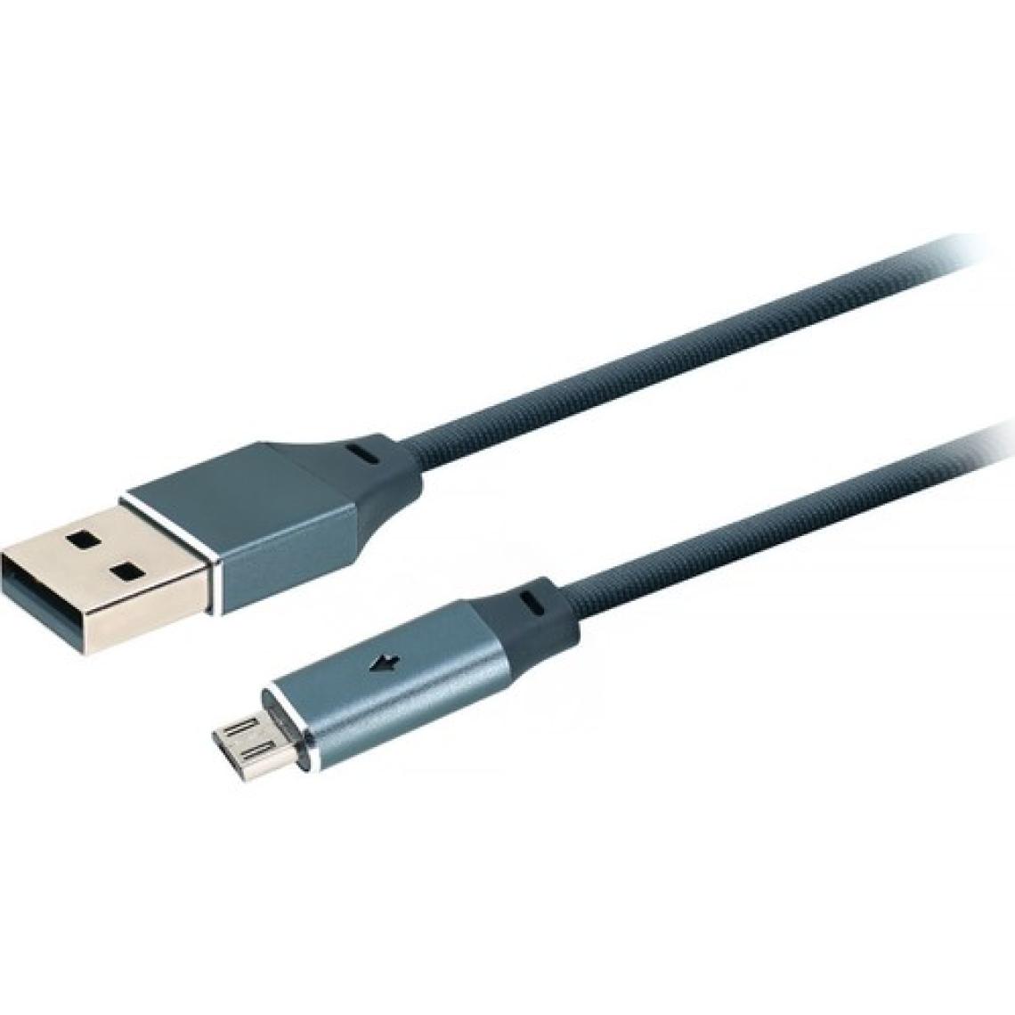 MF Product Jettpower 0019 Metal Başlıklı Örgülü 2.4A LED Göstergeli Micro USB Hızlı Şarj Kablosu 1.2 m Gri