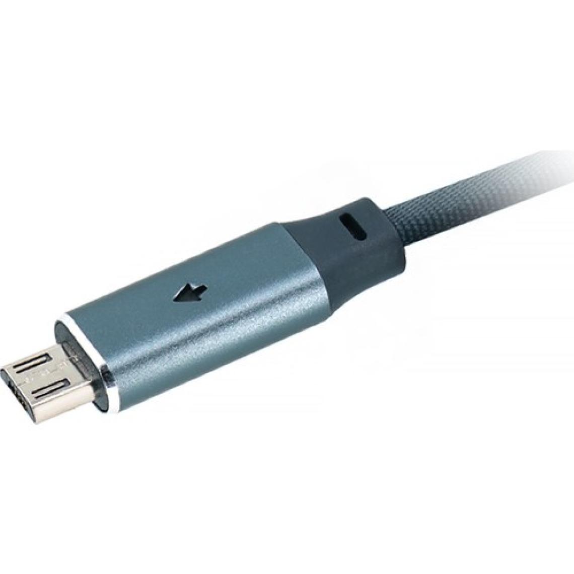 MF Product Jettpower 0019 Metal Başlıklı Örgülü 2.4A LED Göstergeli Micro USB Hızlı Şarj Kablosu 1.2 m Gri