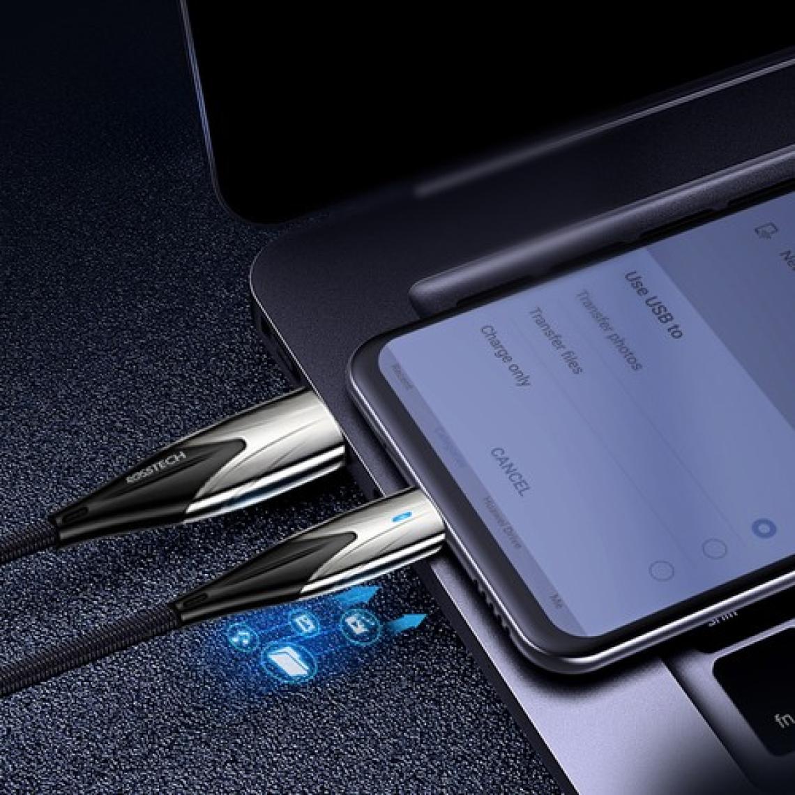 Rosstech Type-C To USB LED Hızlı Şarj Kablosu 3.0A 15W 1m (Rosstech Türkiye Garantili)