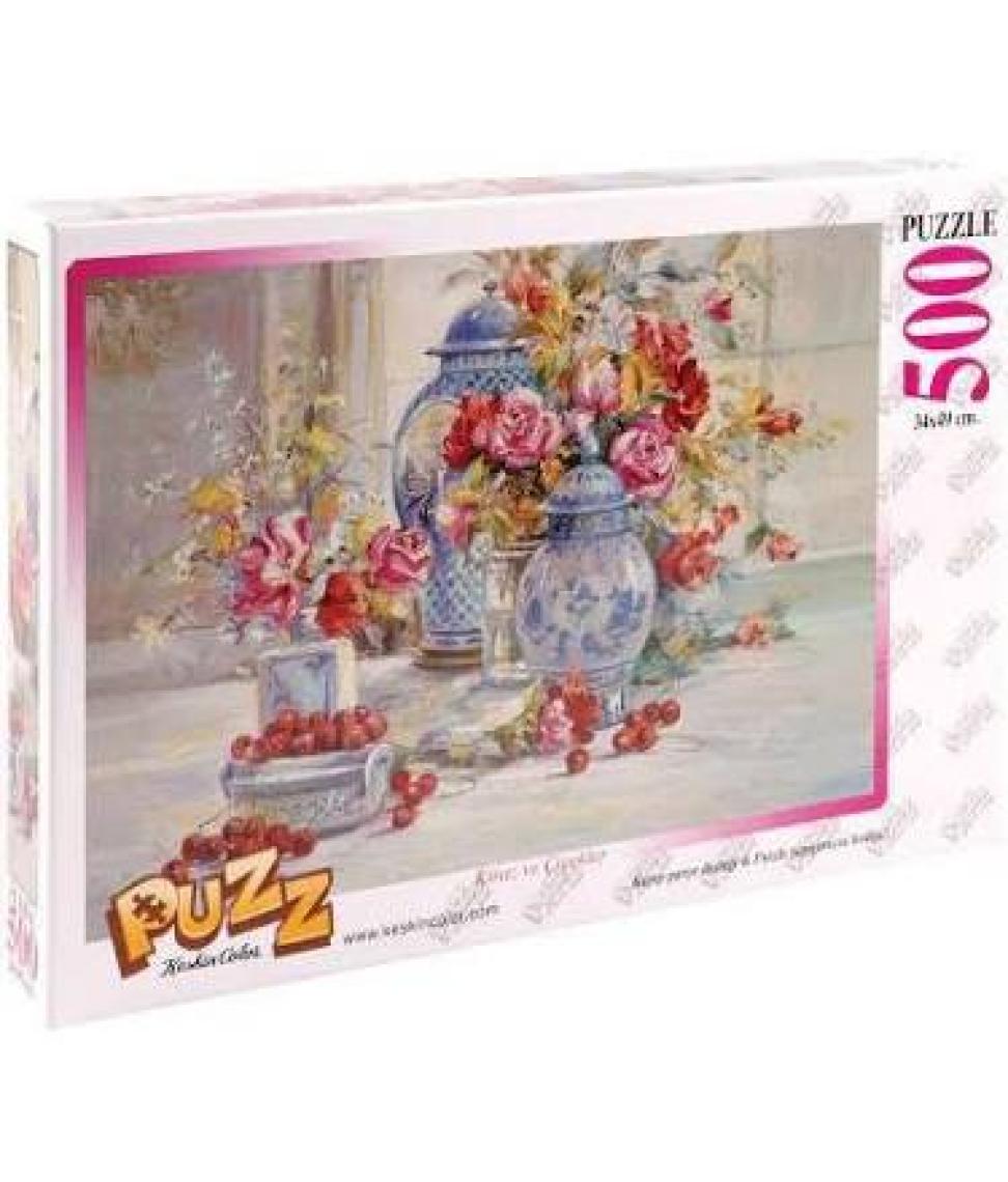 Puzz 500 Parça Kiraz ve Çiçekler Puzzle