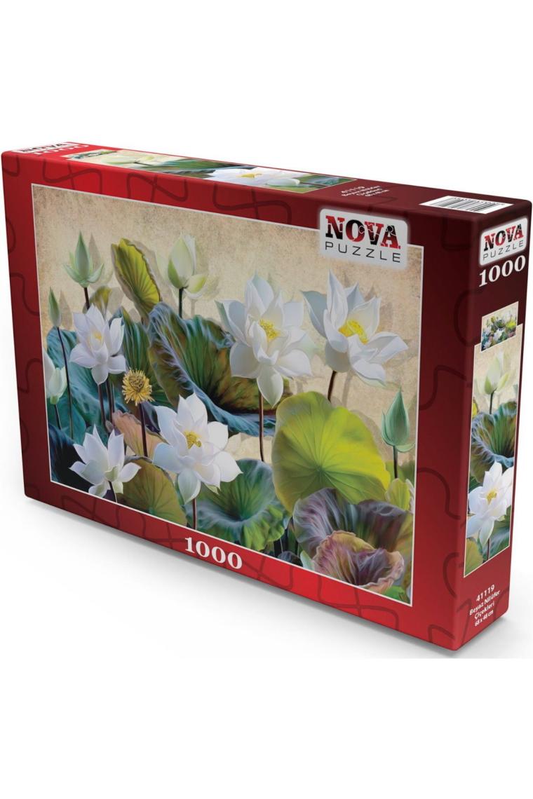 Nova Puzzle 1000 Parça Beyaz Nilüfer Çiçekleri Puzzle