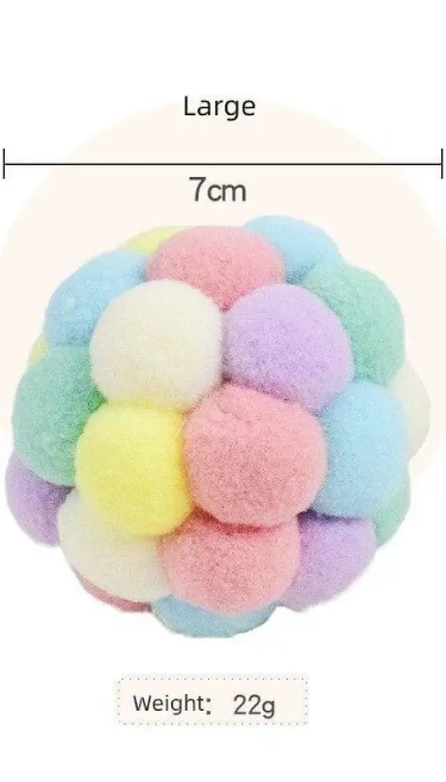 Mixpet Renkli Ponpon Top Kedi Oyuncağı 7 cm