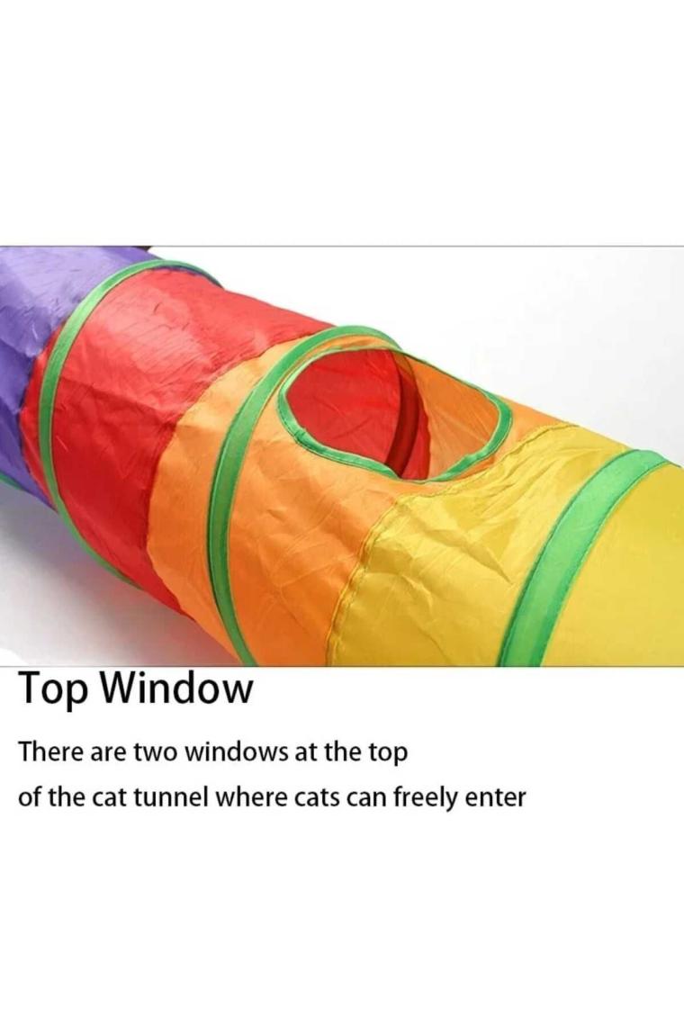 Tineke Kıvrımlı  Kedi Tüneli Katlanır Gökkuşağı Uzun  Kedi Köpek Oyun Tüneli