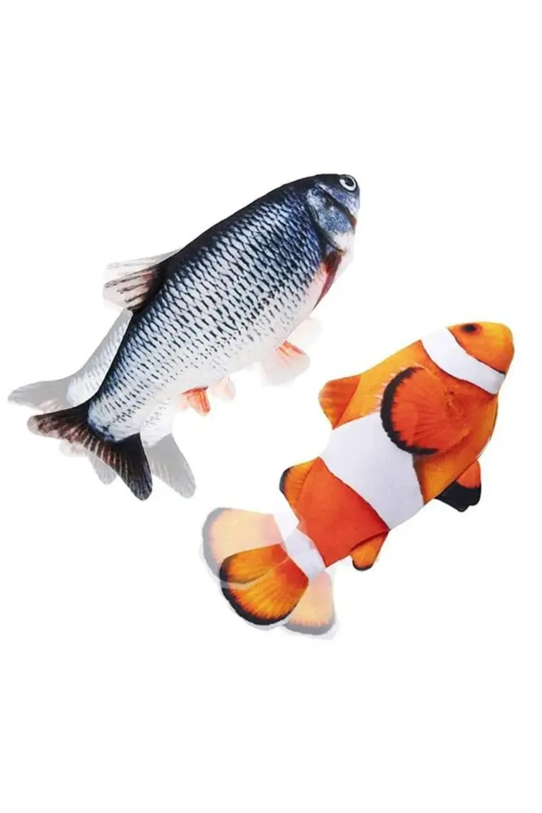 Hediye Filesi Kedi Oyuncağı Balık Şarjlı Hareket Eden Balık Oyuncak Büyük Boy Bez 30X13 cm