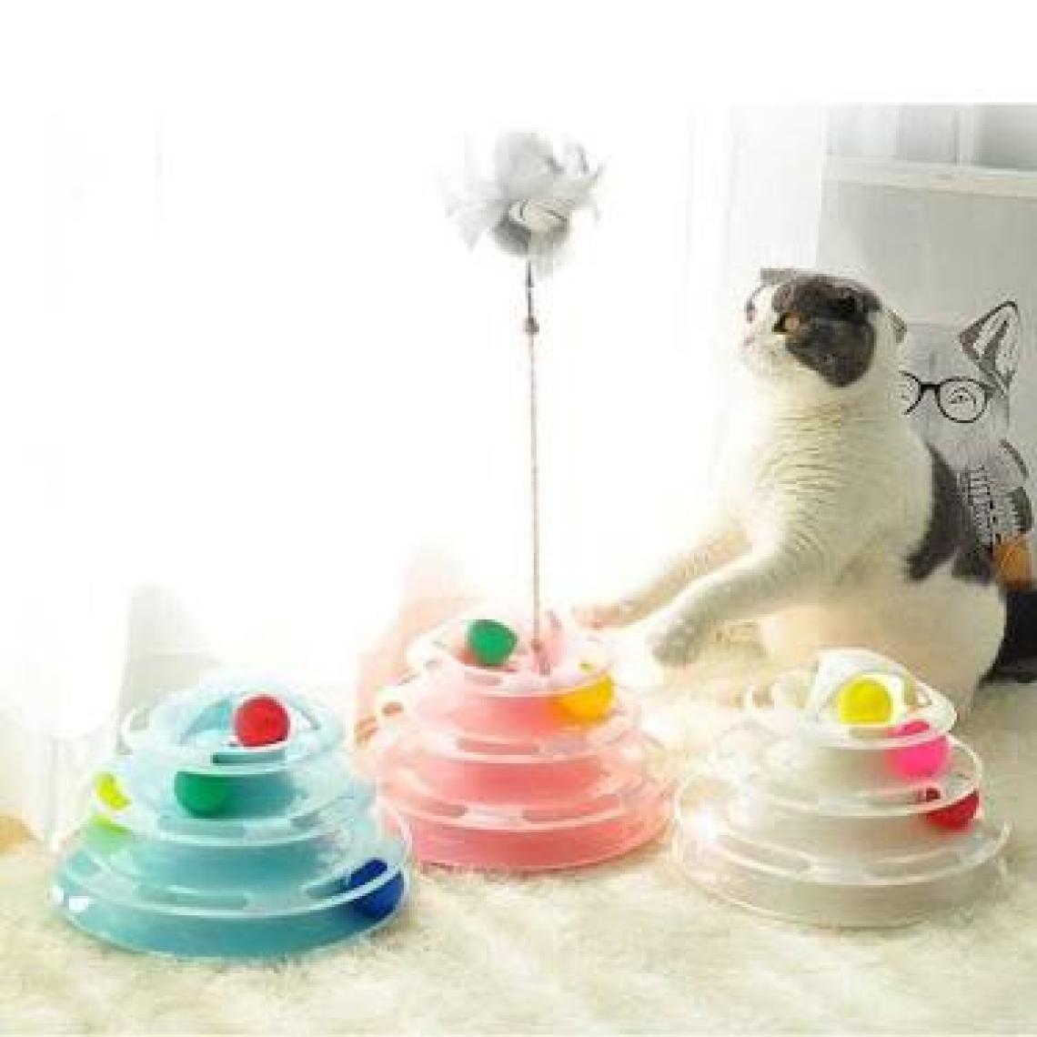 Miapet Tower of Tracks 4 Katlı Tüylü Yuvarlak Kedi Oyuncağı 24 x 13 Cm Pembe