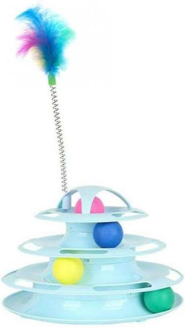 Miapet Tower of Tracks 4 Katlı Tüylü Yuvarlak Kedi Oyuncağı 24 x 13 Cm Pembe