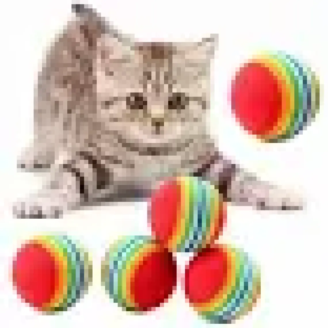 Sinerji Shop 3lü Gökkuşağı Sünger Kedi Köpek Çiğneme Oyun Topu 4,2 cm