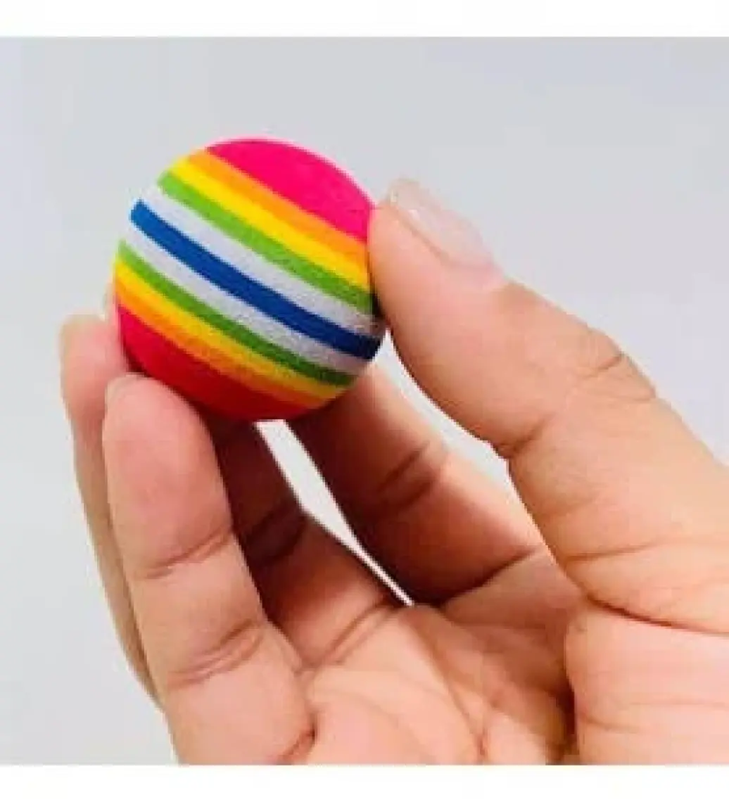 Sinerji Shop 3lü Gökkuşağı Sünger Kedi Köpek Çiğneme Oyun Topu 4,2 cm