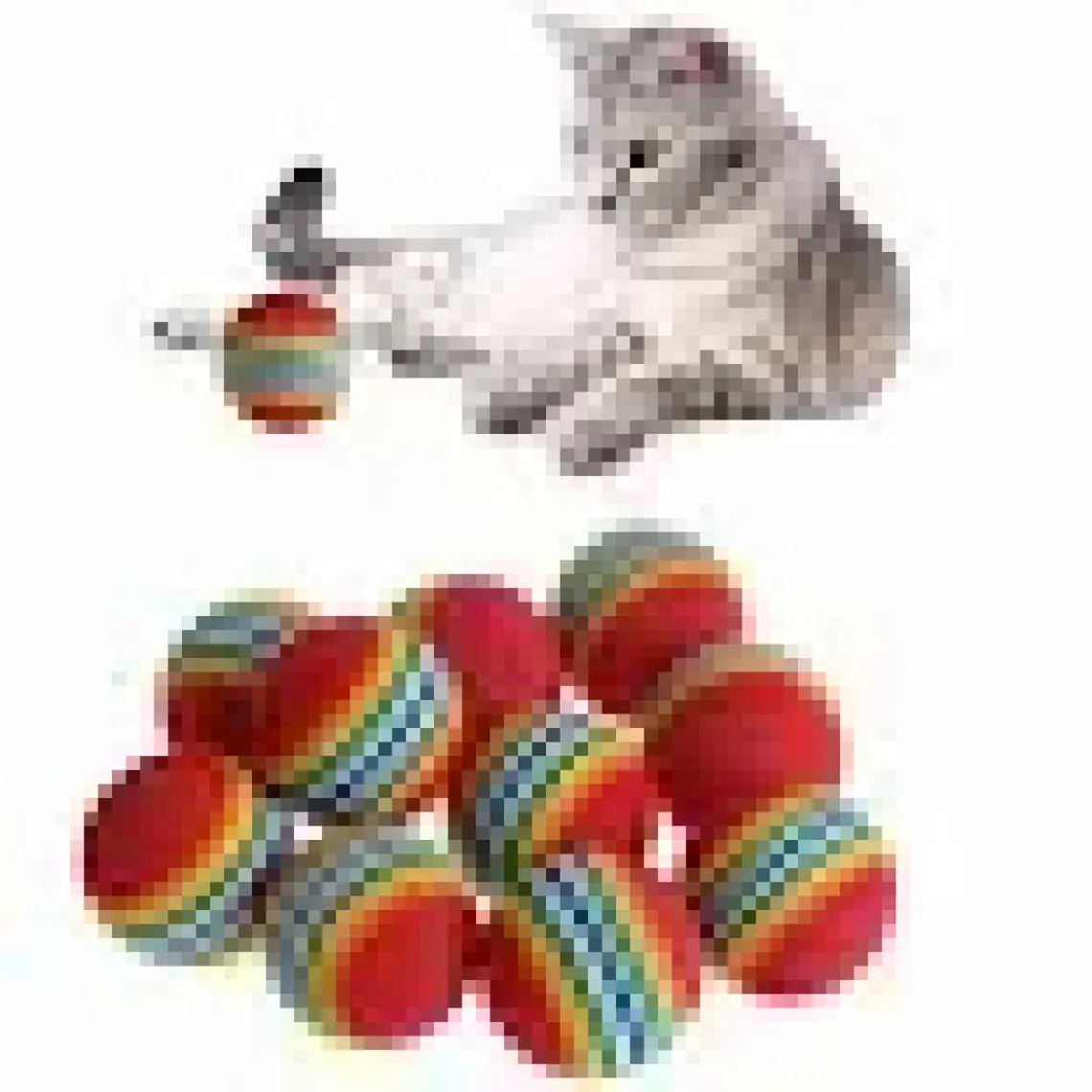 Sinerji Shop 3lü Gökkuşağı Sünger Kedi Köpek Çiğneme Oyun Topu 4,2 cm