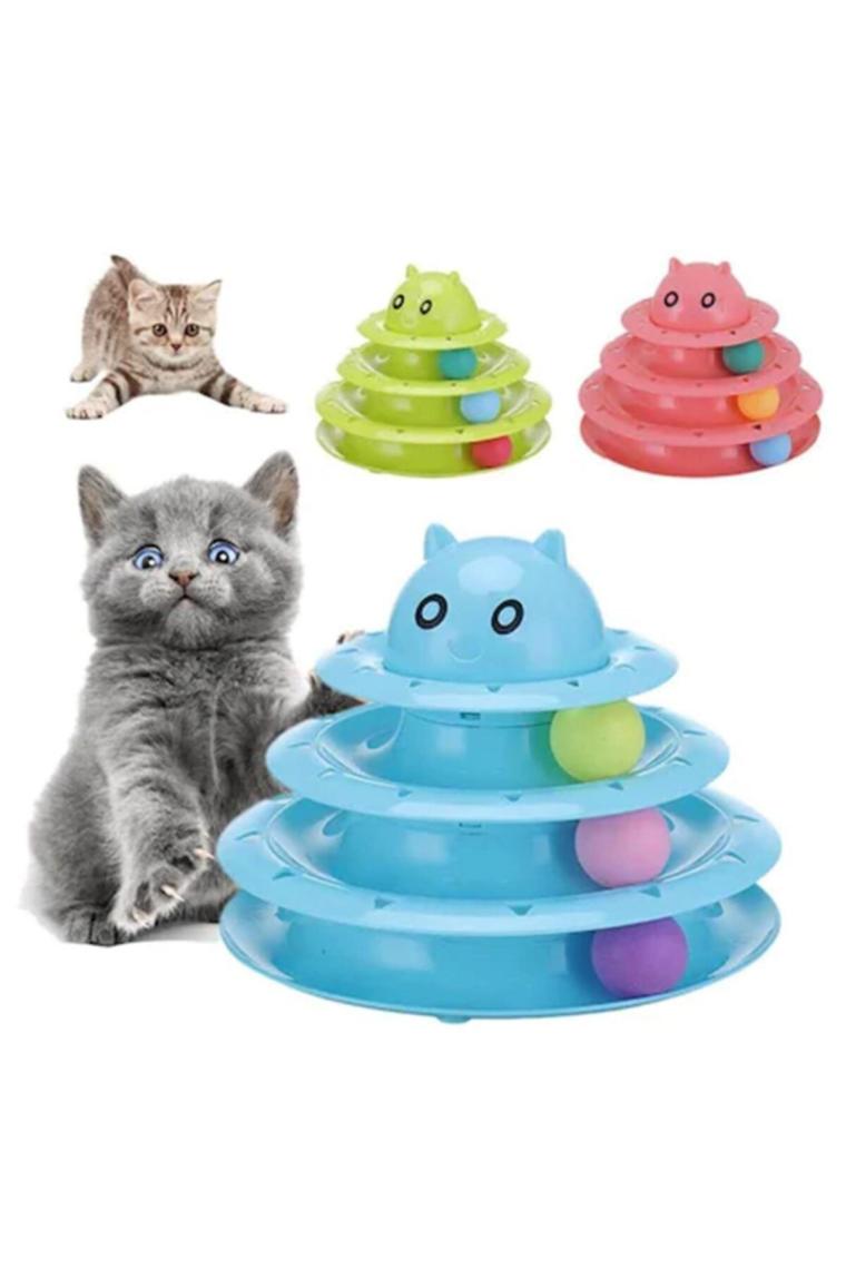Nunbell 3 Katlı Kedi Oyuncağı Kedi Başlıklı Fare Oyunlu