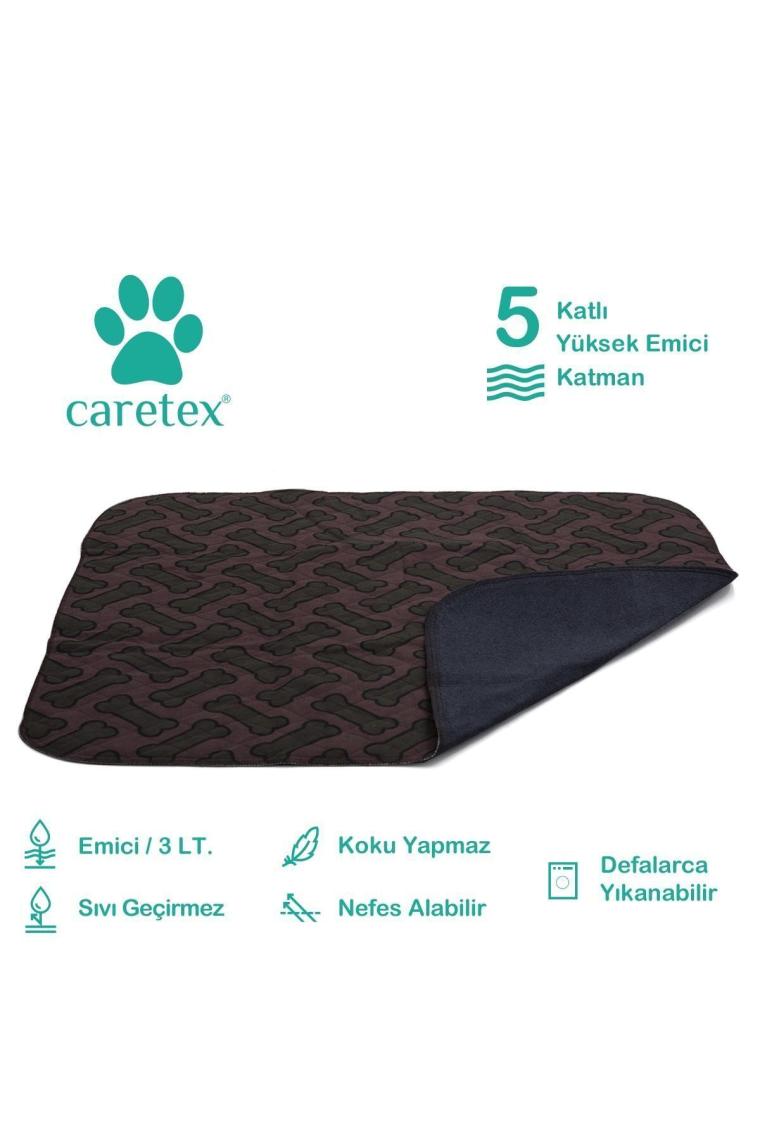 Abso 5 Katlı Yıkanabilir Emici Köpek Pedi Kahve Kemik Baskılı