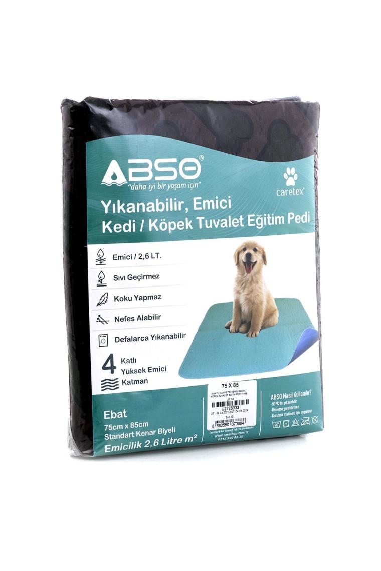 Abso 5 Katlı Yıkanabilir Emici Köpek Pedi Kahve Kemik Baskılı