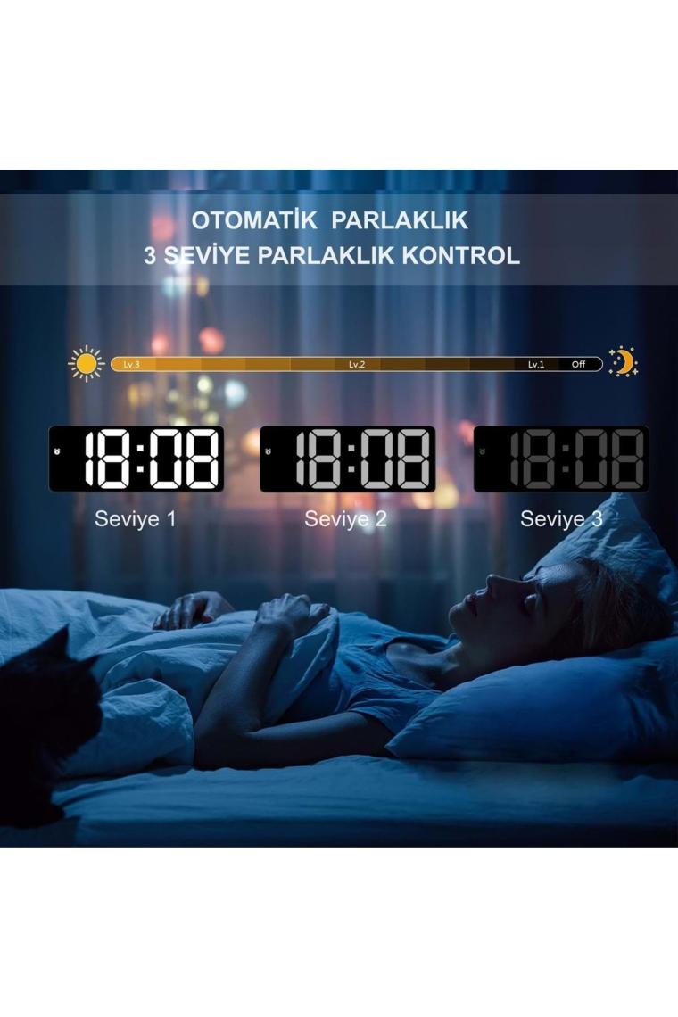 Hymark LED Ekran USB Güç Dijital Aynalı Masa Saati Sıcaklık Alarm Takvim