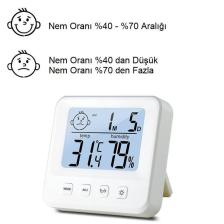 Upway Dijital LCD Masaüstü Saat Sıcaklık Nem Konfor Alarm LED Işıklı Mini Saat