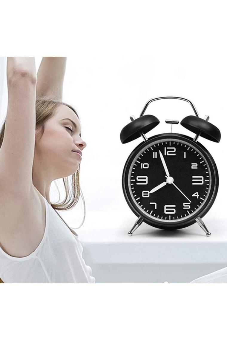 Valkyrie Sessiz Akar Saniyeli 16CM Alarm Masa Çalar Saat Yüksek Zil Sesi Büyük Boy Siyah