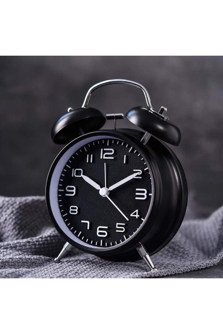 Valkyrie Sessiz Akar Saniyeli 16CM Alarm Masa Çalar Saat Yüksek Zil Sesi Büyük Boy Siyah