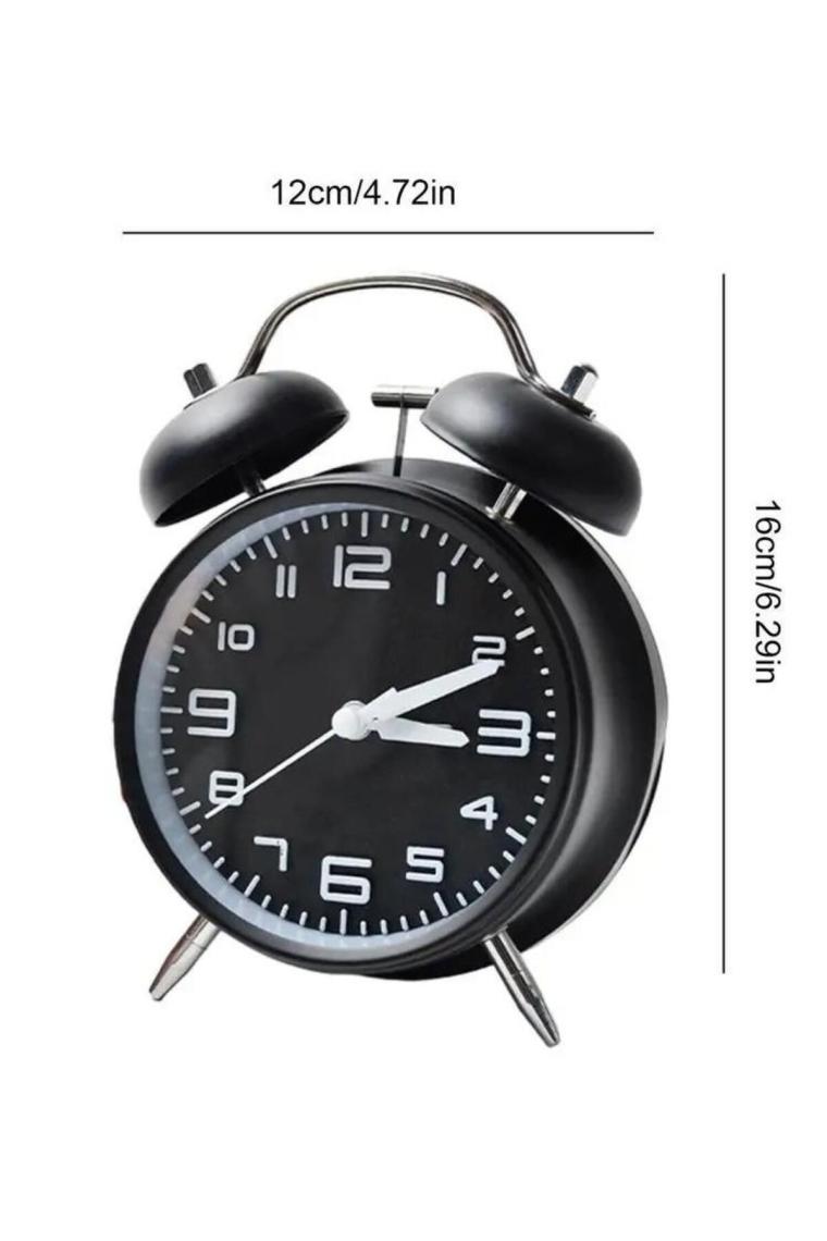Valkyrie Sessiz Akar Saniyeli 16CM Alarm Masa Çalar Saat Yüksek Zil Sesi Büyük Boy Siyah
