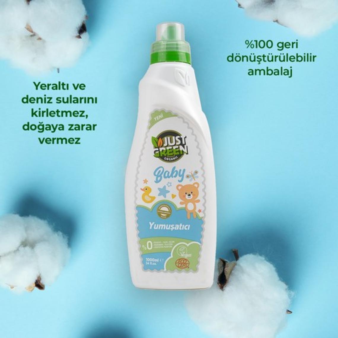 Just Green Organic Baby Çamaşır Yumuşatıcı - Bebekler için %100 Doğal Ve Hassas Yumuşaklık (1000 ML) Yerli Üretim