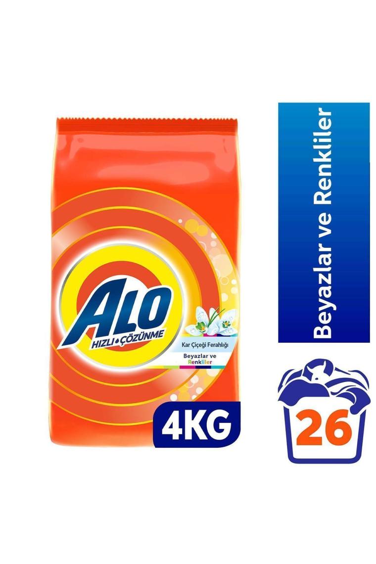 Alo Aqua Pudra Kar Çiçeği Ferahlığı Beyazlar ve Renkliler için 4 kg Toz Deterjan