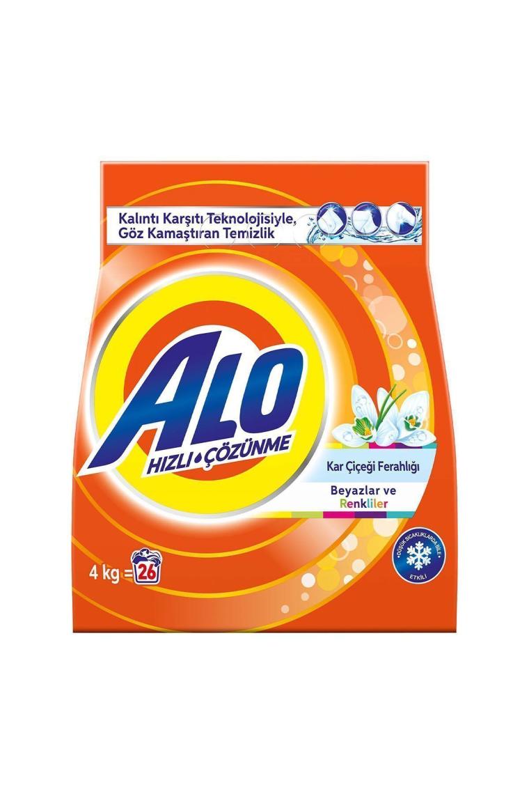 Alo Aqua Pudra Kar Çiçeği Ferahlığı Beyazlar ve Renkliler için 4 kg Toz Deterjan