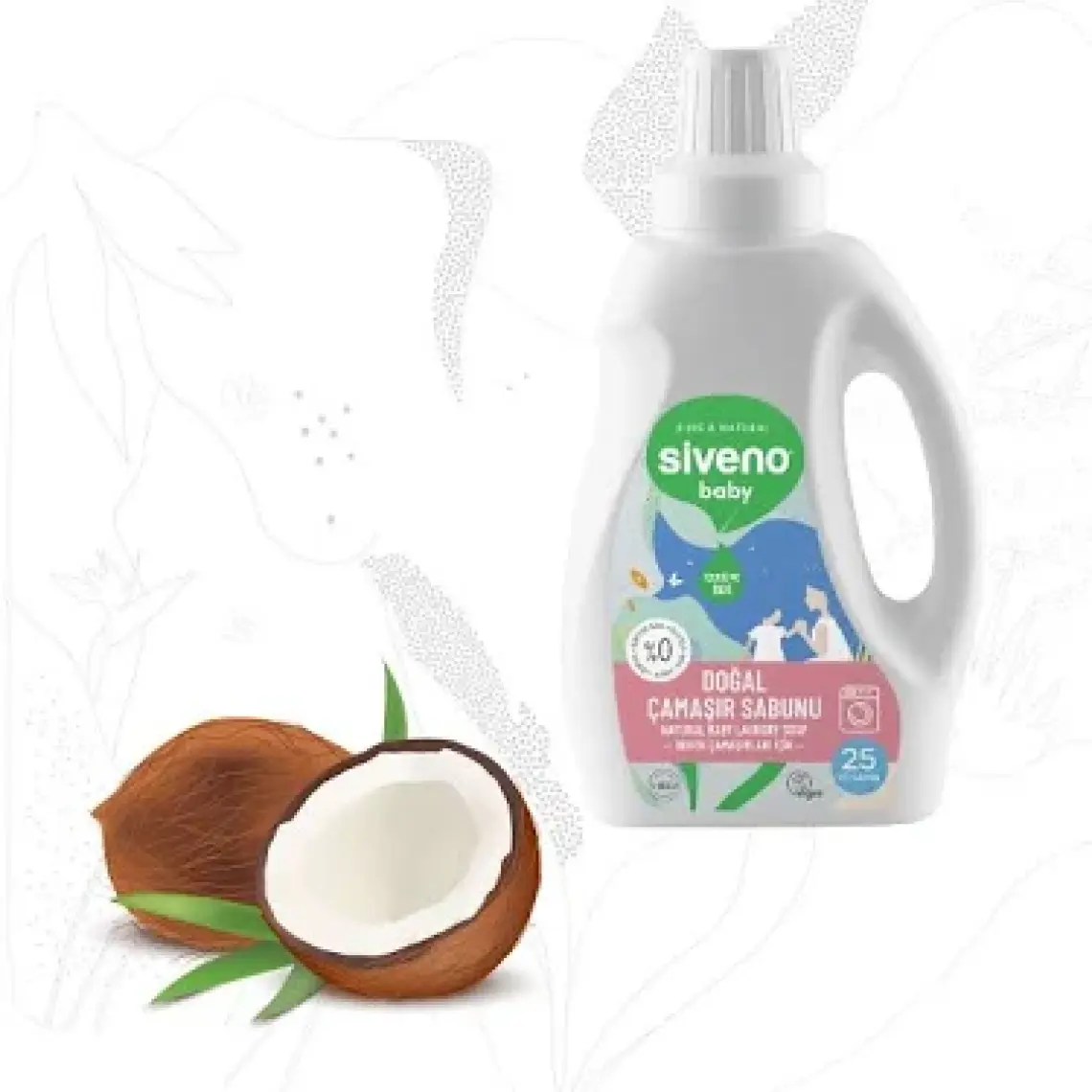 Siveno %100 Doğal Bebek Çamaşır Sabunu Kendinden Yumuşatıcılı Bitkisel Deterjan Konsantre Vegan 750 ml