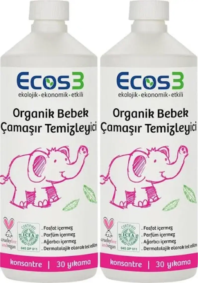 Ecos3 Organik Bebek Çamaşır Temizleyici- 60 Yıkama -2 x 1050 Ml