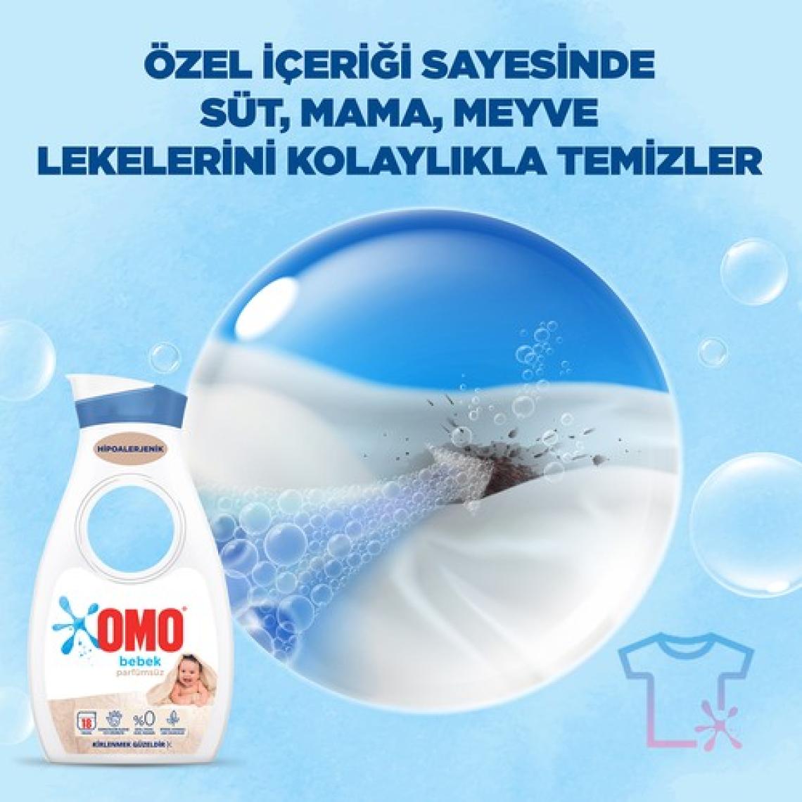 Omo Bebek Sıvı Çamaşır Deterjanı Parfümsüz Hipoalerjenik 900 ML 18 Yıkama 1 Adet