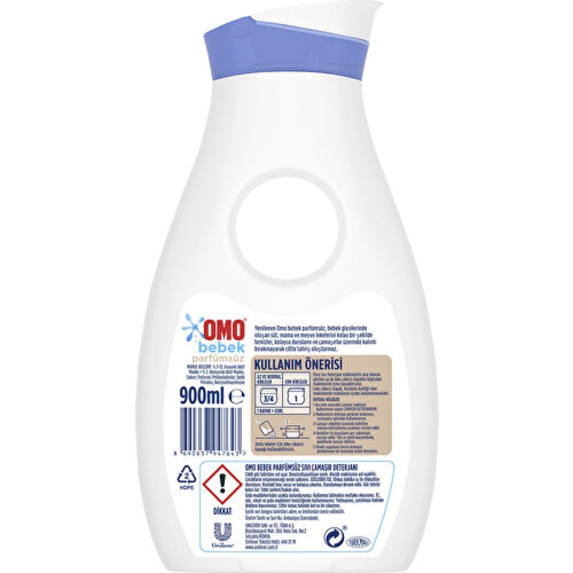 Omo Bebek Sıvı Çamaşır Deterjanı Parfümsüz Hipoalerjenik 900 ML 18 Yıkama 1 Adet