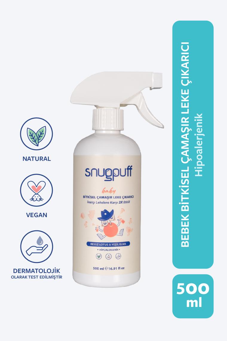 Snugpuff Bitkisel Bebek Çok Amaçlı Çamaşır Leke Çıkarıcı Sprey, Hipoalerjenik Vegan Tüm Kumaşlarda Etki 500 ml