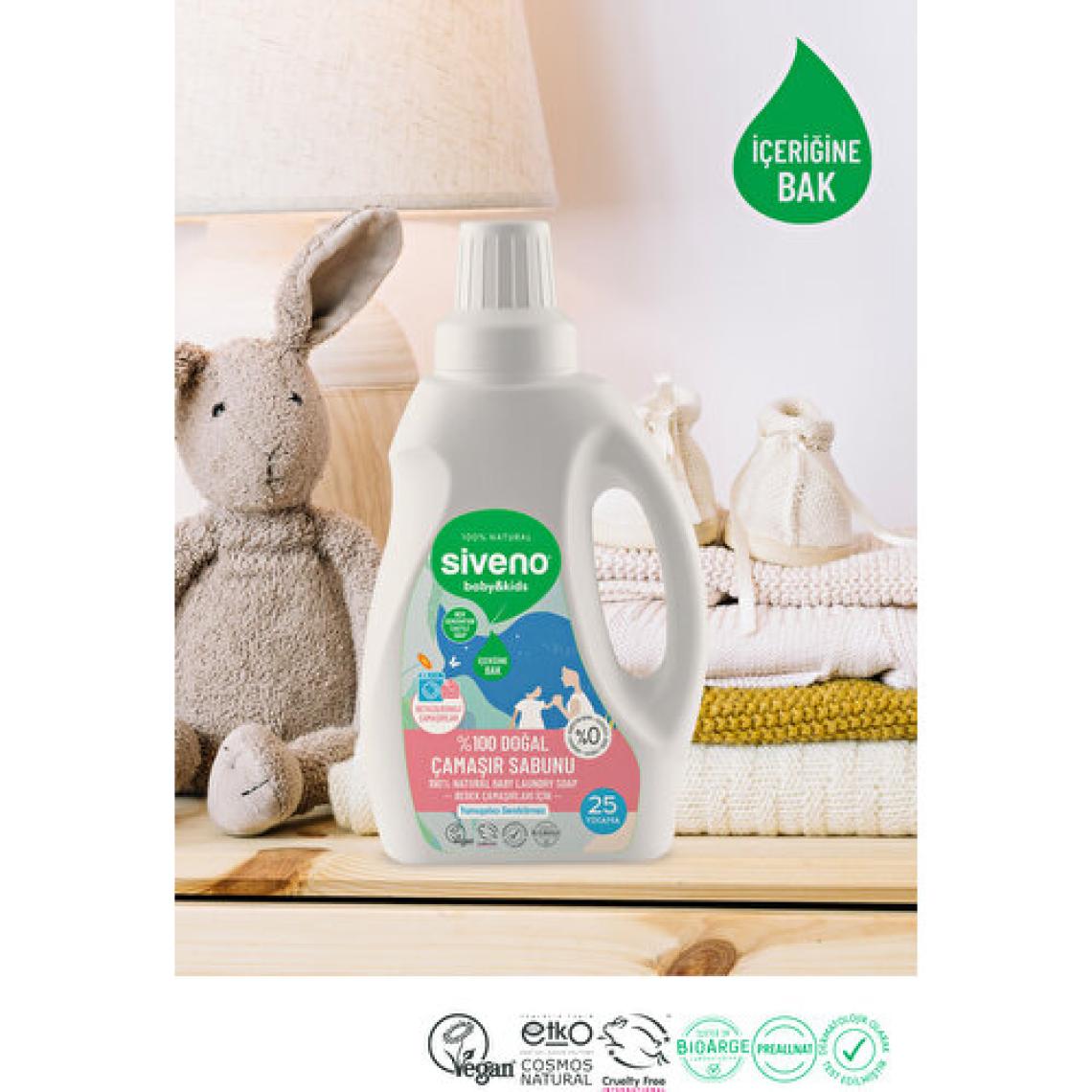 Siveno %100 Doğal Bebek Çamaşır Sabunu Kendinden Yumuşatıcılı Bitkisel Deterjan Konsantre Vegan 750 ml