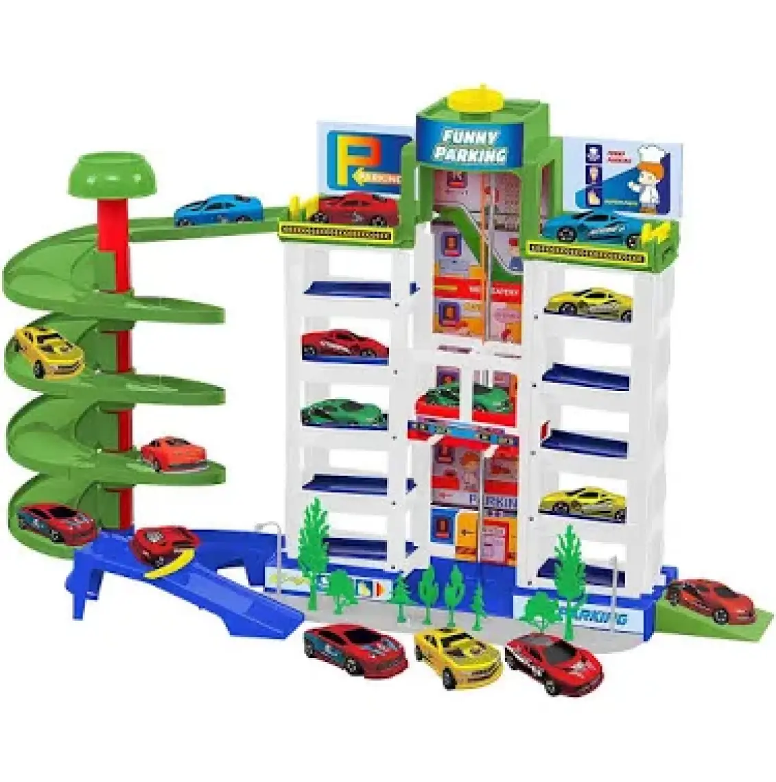 Toysan Oyuncak Asansörlü Garaj Seti Toy-41, 3'lü Arabalı Garaj Seti