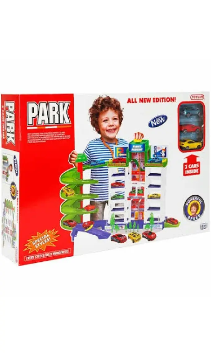 Toysan Oyuncak Asansörlü Garaj Seti Toy-41, 3'lü Arabalı Garaj Seti