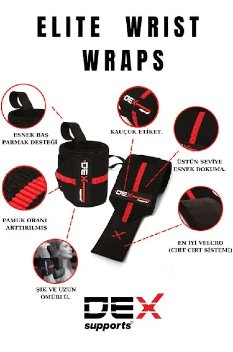 Elite Wrist Wraps Bilek Desteği , Fitness   Crossfit  ,  Halter Bilek Desteği 2'li Paket