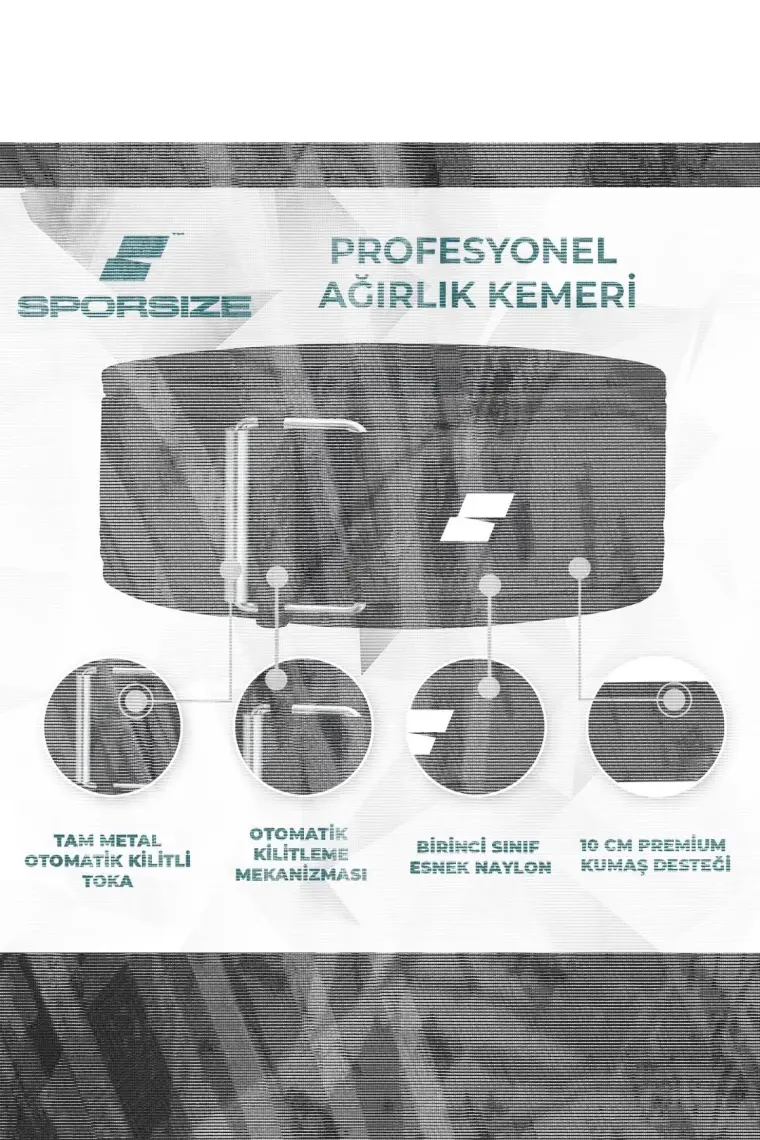 Sporsize Professional Weight Lifting Belt - Profesyonel Ağırlık Kaldırma Kemeri Fitness Kemeri