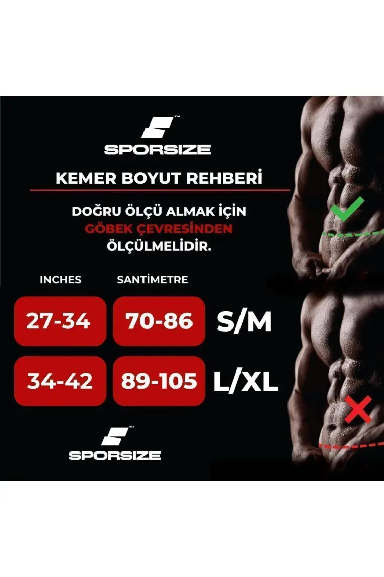 Sporsize Professional Weight Lifting Belt - Profesyonel Ağırlık Kaldırma Kemeri Fitness Kemeri