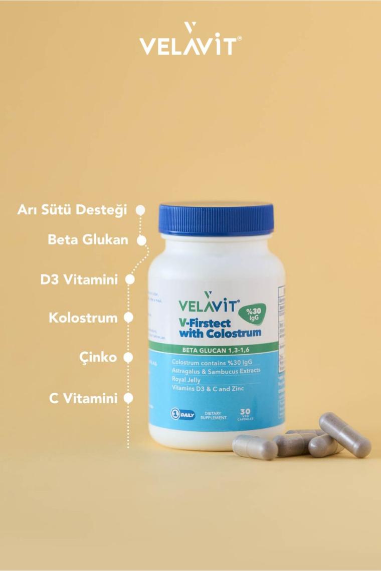 Velavit V-Firstect with Colostrum 30 Kapsül