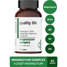 Quality Life Magnezyum Complex 60 Tablet - Magnezyum Malat Sitrat Glisinat Taurat Bisglisinat - Magnezyum Çinko