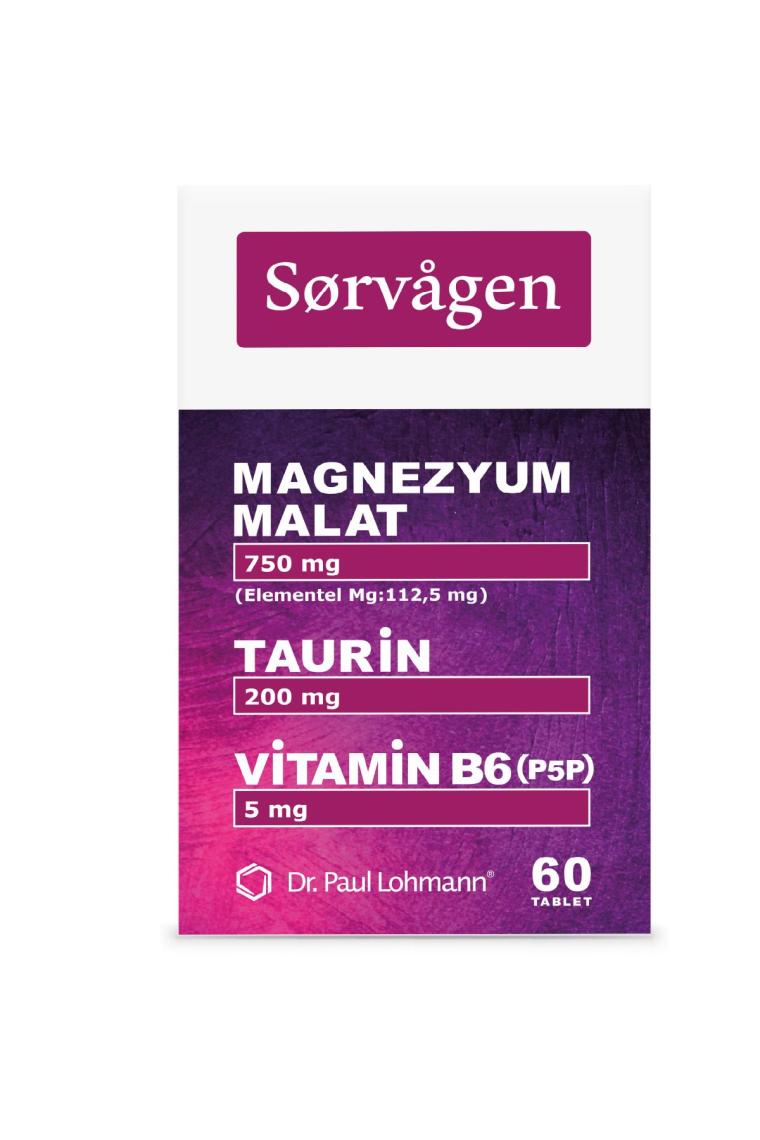 Sorvagen Magnezyum Malat, Taurin ve Vitamin B6 (P5P) 60 Tablet
