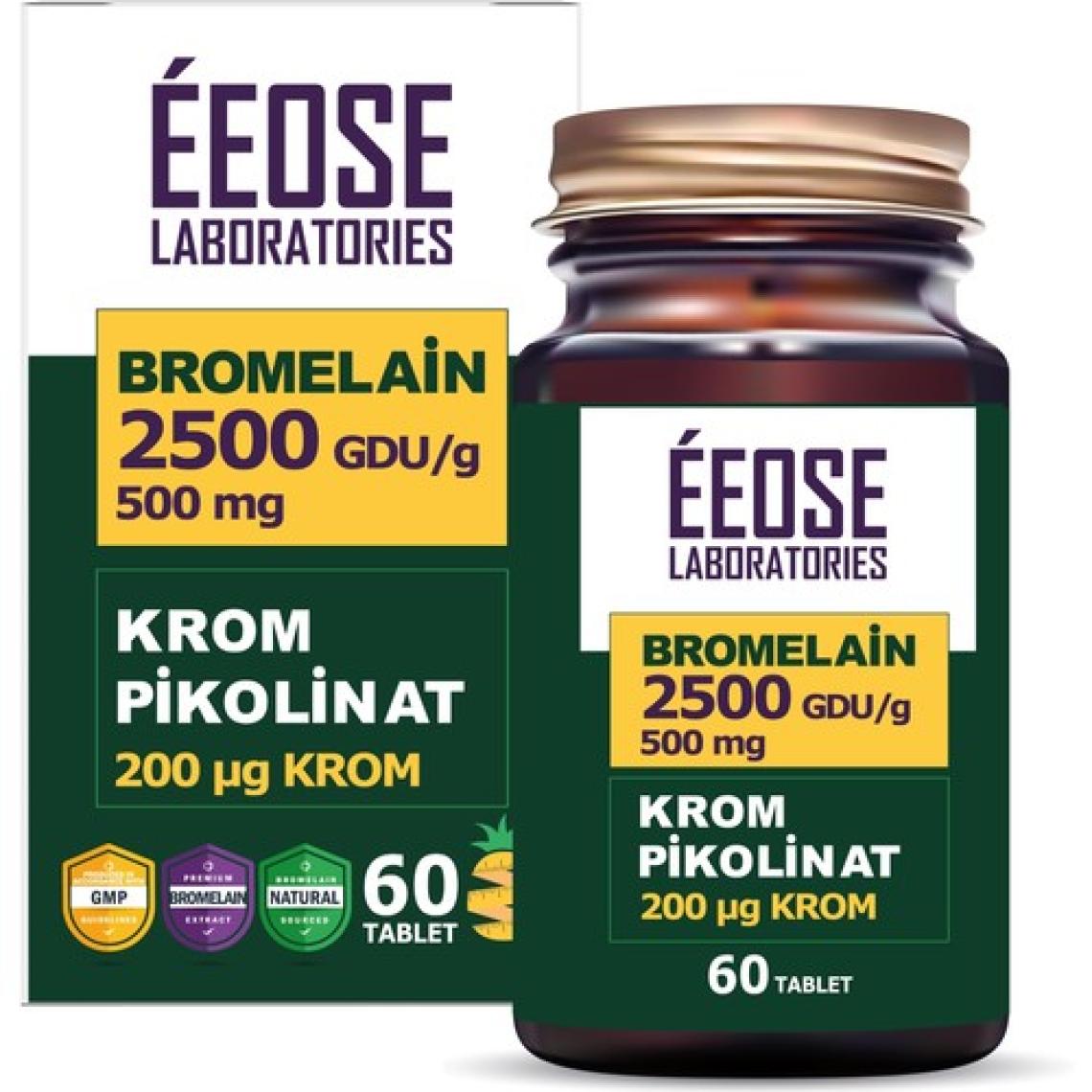 Eeose Bromelain (2500 Gdu/g) ve Krom Pikolinat - 60 Tablet