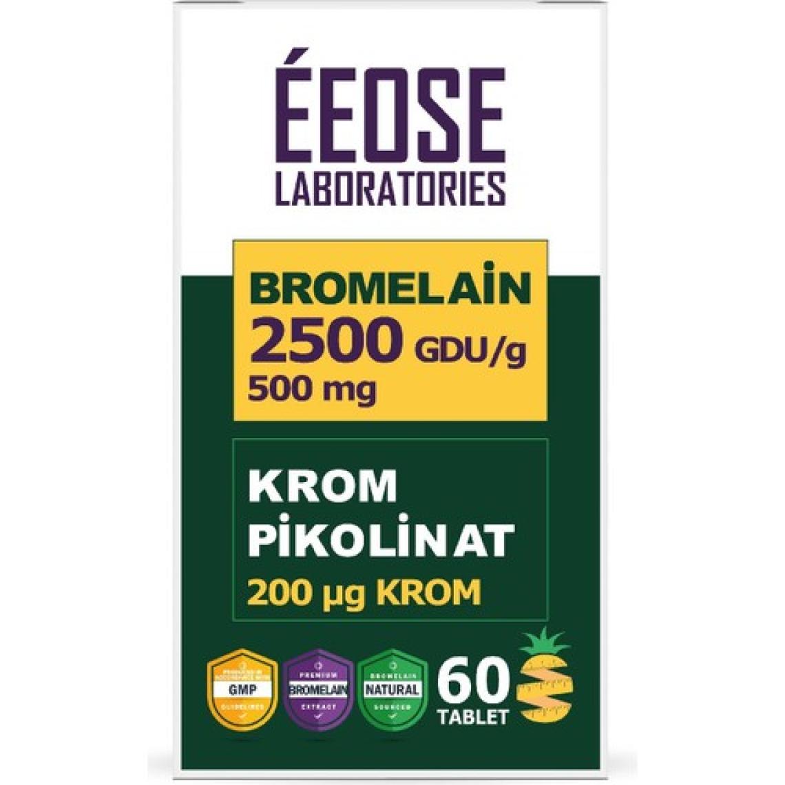 Eeose Bromelain (2500 Gdu/g) ve Krom Pikolinat - 60 Tablet