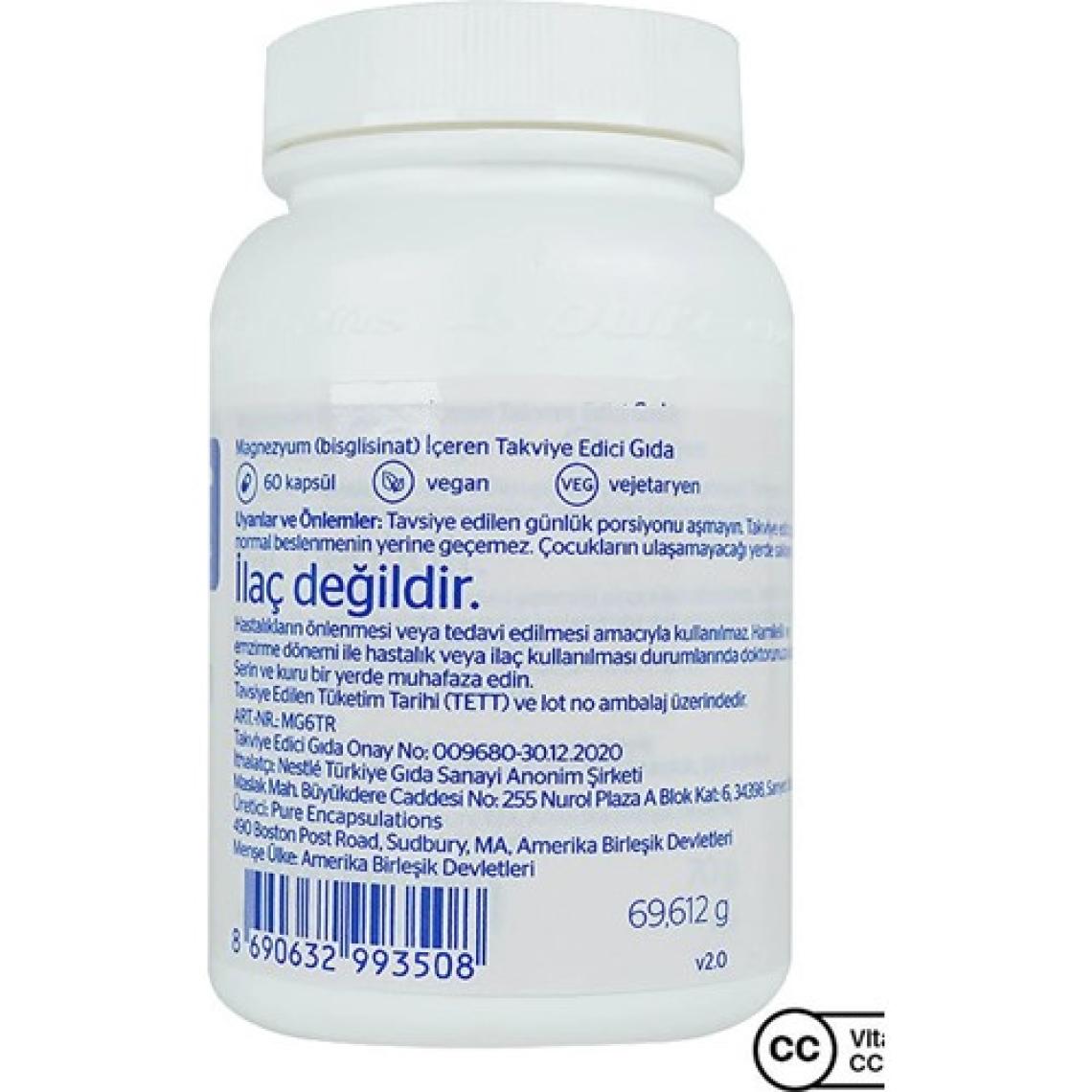 Pure Encapsulations Magnesium (Glycinate) 60 Kapsül