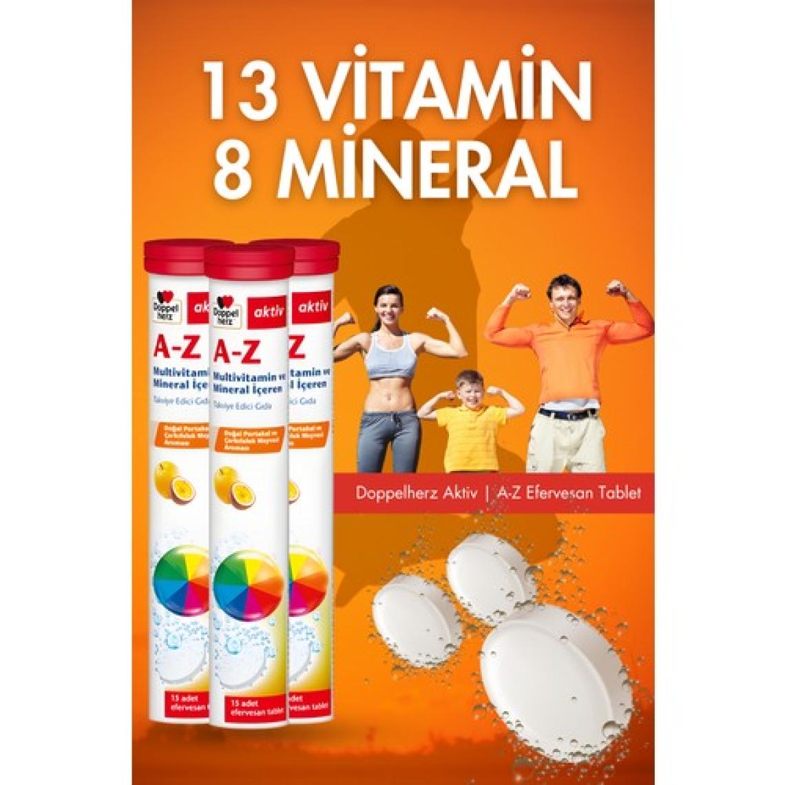 Doppelherz Aktiv A-Z Multivitamin ve Mineral Efervesan 15 Tablet