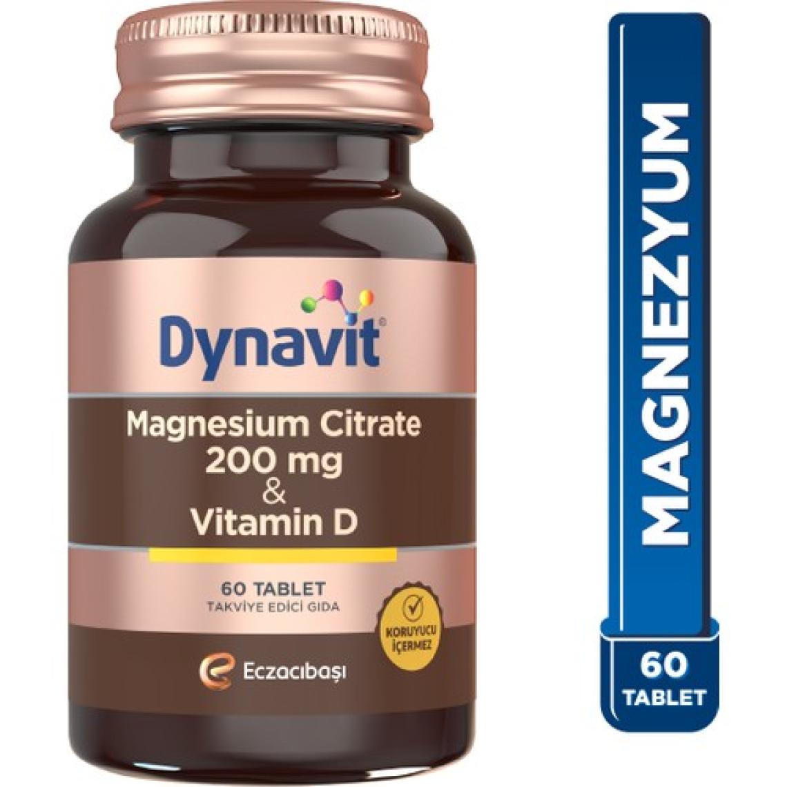 Dynavit Magnesium Citrate 200 mg & Vitamin D 60 Tablet - Magnezyum Sitrat, D Vitamini