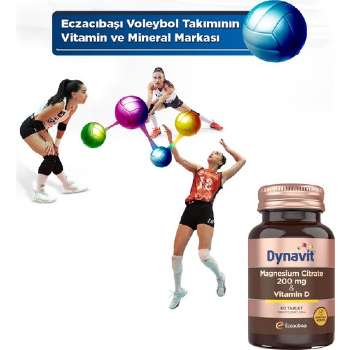 Dynavit Magnesium Citrate 200 mg & Vitamin D 60 Tablet - Magnezyum Sitrat, D Vitamini