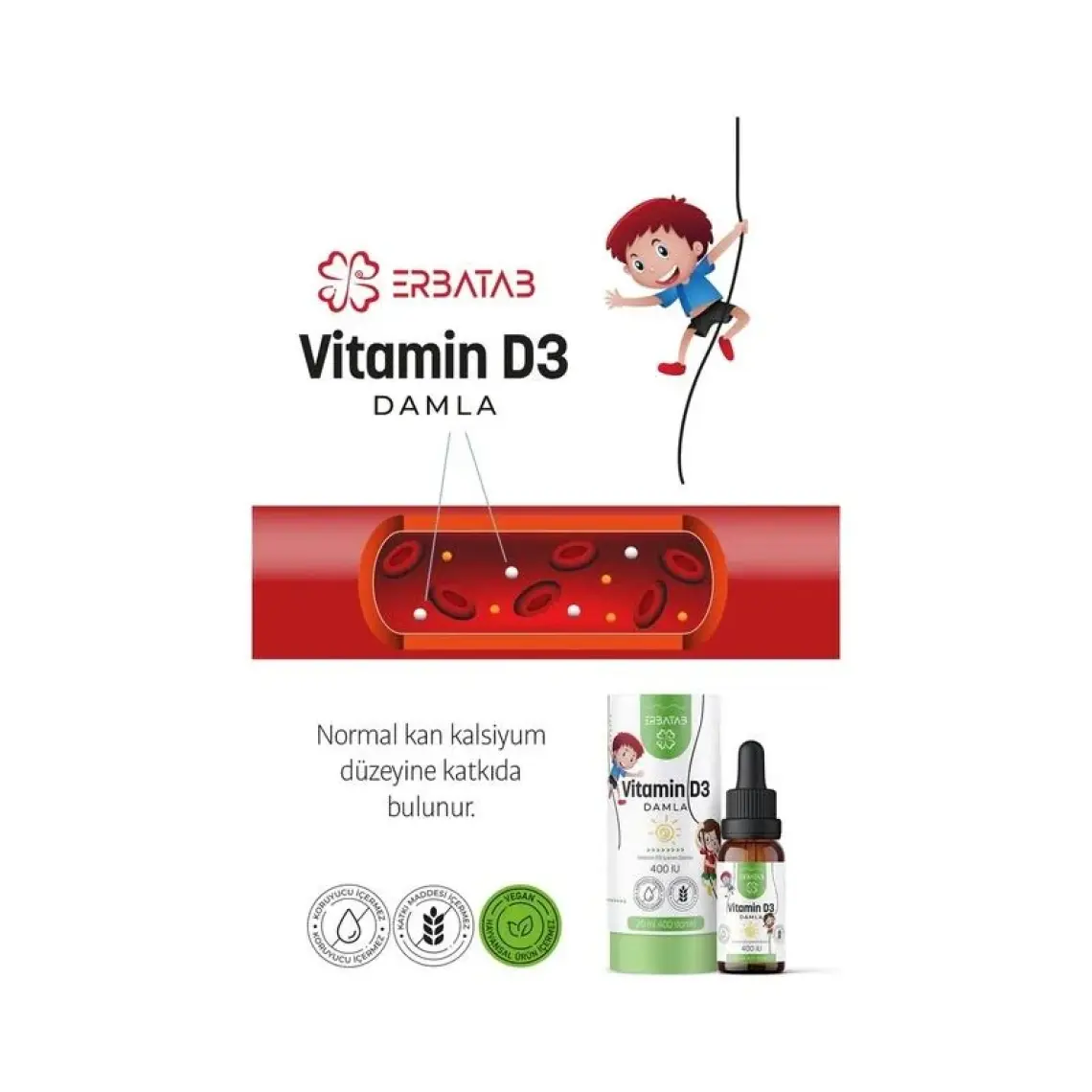 Erbatab Vitamin D3 Kids 20 ml 400 IU Damla