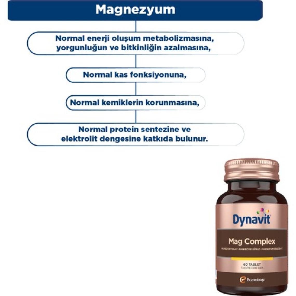 Dynavit Mag Complex 60 Tablet - Magnezyum Kompleks (Malat-Sitrat-Bisglisinat)