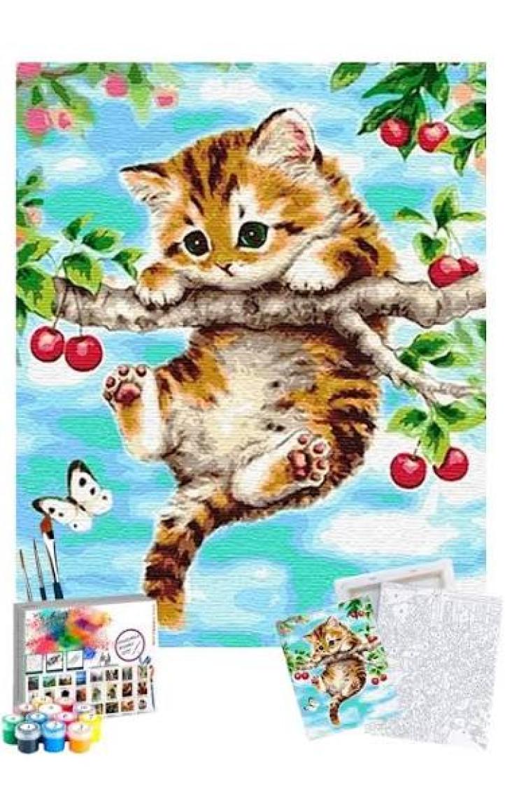 Tabdiko Sayılarla Boyama Seti 40 x 50 cm Tuval Şasesine Gerili Yaramaz Yavru Kedi