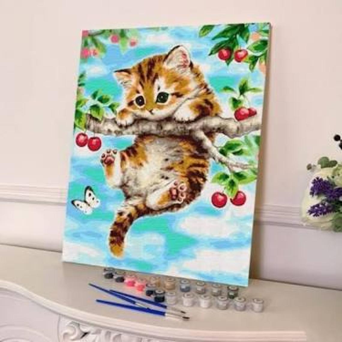 Tabdiko Sayılarla Boyama Seti 40 x 50 cm Tuval Şasesine Gerili Yaramaz Yavru Kedi
